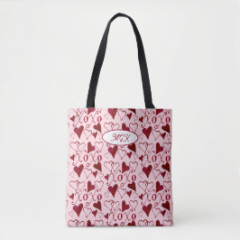 Pink Hand-Illustrated Coquette XO Valentine's Day トートバッグ