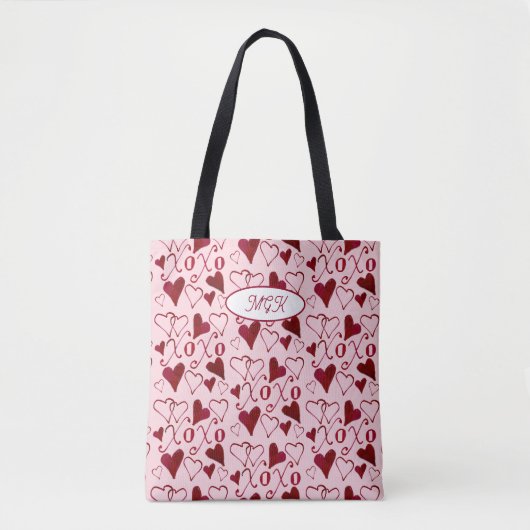 Pink Hand-Illustrated Coquette XO Valentine's Day トートバッグ (正面)