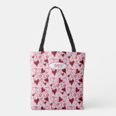 Pink Hand-Illustrated Coquette XO Valentine's Day トートバッグ (裏面)