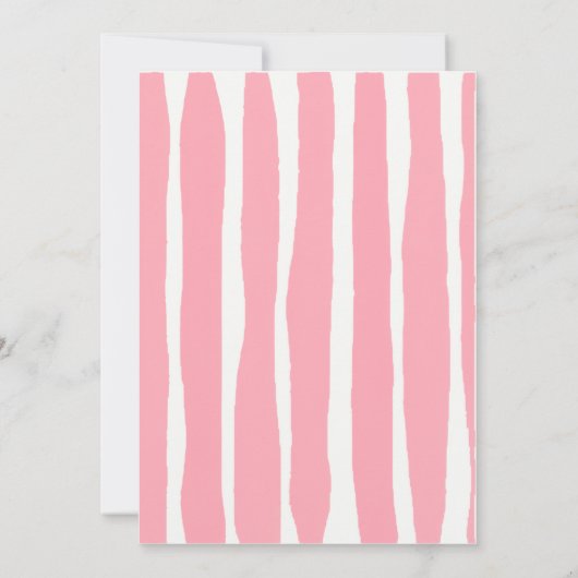 Pink Hand Written Pinstripes Whimsical Wedding 招待状 (裏面)
