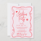 Pink Handwritten Christmas Party Invitation 招待状 (正面)