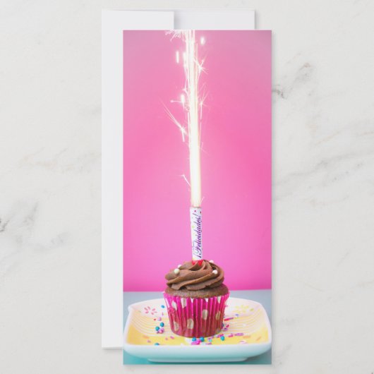 Pink Happy Birthday Flat Card – Cake&Candle Theme (裏面)