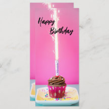Pink Happy Birthday Flat Card – Cake&Candle Theme