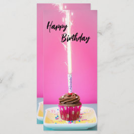 Pink Happy Birthday Flat Card – Cake&Candle Theme