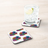 Pink Happy Birthday Graffiti Plastic Coaster コースター (右側)