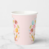 Pink Happy Easter Bunny Floral  紙コップ (左)
