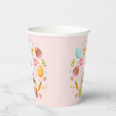 Pink Happy Easter Bunny Floral  紙コップ (右)