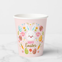 Pink Happy Easter Bunny Floral  紙コップ