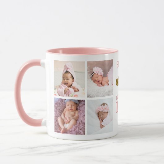 Pink Happy First Mother's Day Mummy 5 Photo   マグカップ (左)