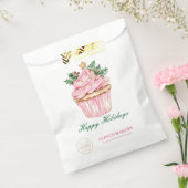 Pink Happy Holidays Custom Bakery Business Logo フェイバーバッグ (封をした状態)