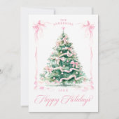 Pink Happy Holidays Photo Card シーズンカード (正面)