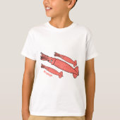 Pink happy squid cartoon illustration tシャツ (正面)