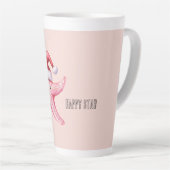 Pink Happy Starfish Santa Hat カフェラテマグ (右アングル)