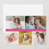 Pink Happy valentine's day Custom family Photos シーズンカード (正面/裏面)