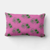“Pink Harmony – Green Chrysanthemum Pattern Pillow ランバークッション (裏面)