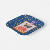 Pink Hatパーソナライズされた付きキッドフォトハッピーバースデー ペーパープレート (傾斜あり)