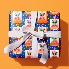 Pink Hatパーソナライズされた付きキッドフォトハッピーバースデー ラッピングペーパー