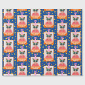 Pink Hatパーソナライズされた付きキッドフォトハッピーバースデー ラッピングペーパー (フラット)