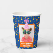 Pink Hatパーソナライズされた付きキッドフォトハッピーバースデー 紙コップ (裏面)