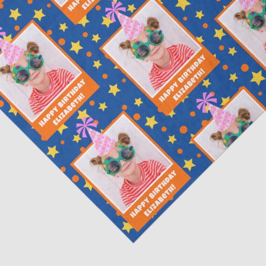 Pink Hatパーソナライズされた付きキッドフォトハッピーバースデー 薄葉紙 (詳細)