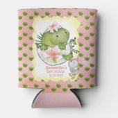 Pink Hatching Dino Baby Shower Can Cooler 缶クーラー (正面)