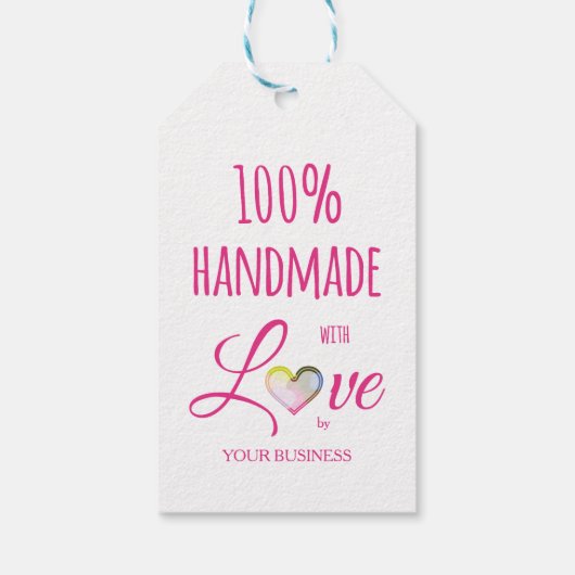 Pink Heart 100% Quote Craft Articles Handmade ギフトタグ (裏面)