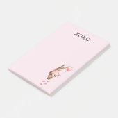 Pink Heart Balloon footsteps Bunny ポストイット (アングル)