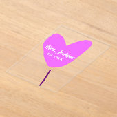 Pink heart balloon Mrs add name est. Add year love アクリル招待状 (レイダウン)