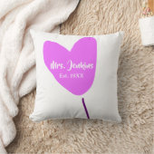 Pink heart balloon Mrs add name est. Add year love クッション (ブランケット)