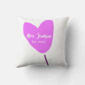 Pink heart balloon Mrs add name est. Add year love クッション (裏面)