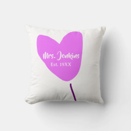 Pink heart balloon Mrs add name est. Add year love クッション