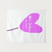 Pink heart balloon Mrs add name est. Add year love タペストリー (正面(横))