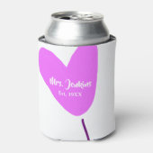Pink heart balloon Mrs add name est. Add year love 缶クーラー (缶正面)