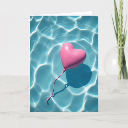 Pink Heart Balloon Summer Card カード (正面)