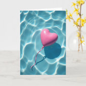 Pink Heart Balloon Summer Card カード (黄色い花)