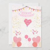Pink Heart Balloons Birthday Party Invitation 招待状 (裏面)
