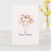 Pink Heart Balloons Valentine's Day   カード (黄色い花)