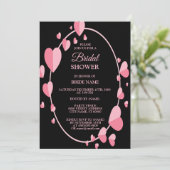 Pink Heart Black Geometric Bridal Shower Party 招待状 (スタンド正面)