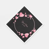 Pink Heart Black Geometric Wedding Party Elegant スタンダードランチョンナプキン (角)