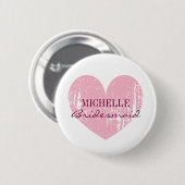 Pink heart bridesmaids buttons | Personalized name 缶バッジ (正面&裏面)