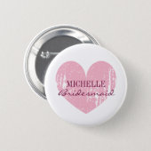 Pink heart bridesmaids buttons | Personalized name 缶バッジ (正面&裏面)