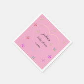 Pink Heart Butterfly girl baby shower  スタンダードカクテルナプキン (角)