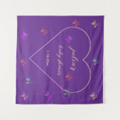 Pink Heart Butterfly girl baby shower  タペストリー (正面(横))