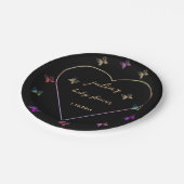 Pink Heart Butterfly girl baby shower  ペーパープレート (アングル)