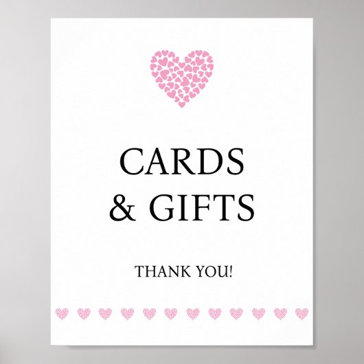 Pink Heart Cards and Gifts Baby Shower  ポスター (正面)
