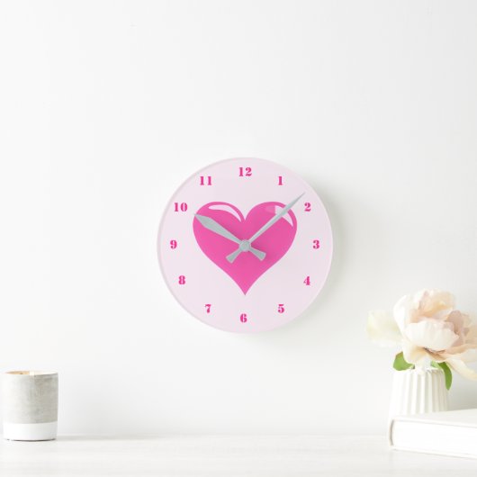 Pink Heart Clock ラウンド壁時計 (ホーム)