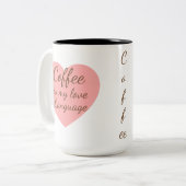 Pink Heart Coffee Love Language Mug ツートーンマグカップ (正面左)