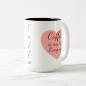 Pink Heart Coffee Love Language Mug ツートーンマグカップ (正面右)