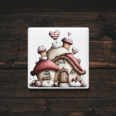 Pink Heart Cottage Christmas Magnet マグネット