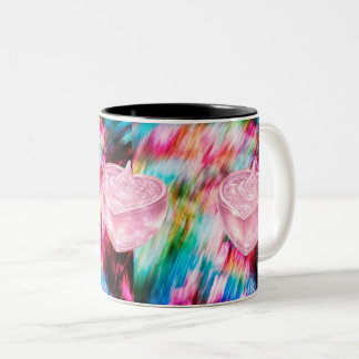 Pink Heart Crystal Abstract Art Mug ツートーンマグカップ